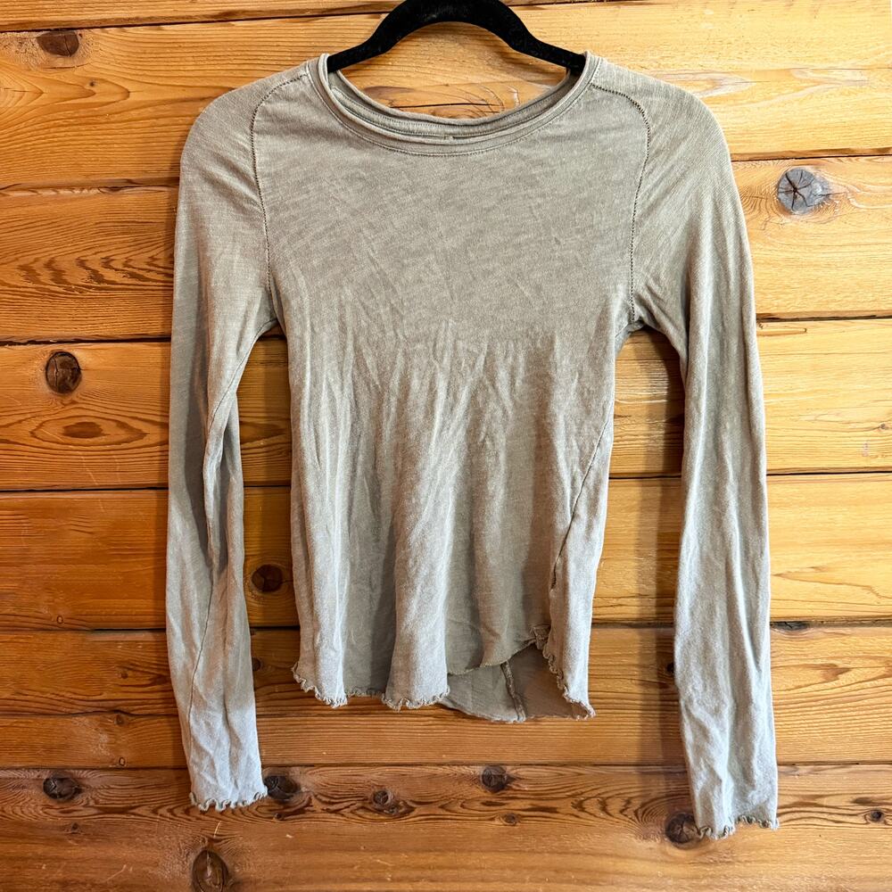 Free People Be My Baby Long Sleeve Tee Green Small